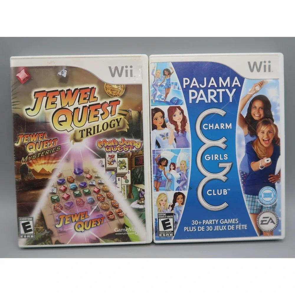WII Charm Girls Club: Pajama Party CIB & Jewel Quest Trilogy With Manuals Lot